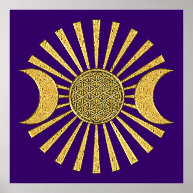 Poster Fleur de vie avec la lune (Devant)