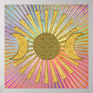 Poster Fleur de Vie avec Lune