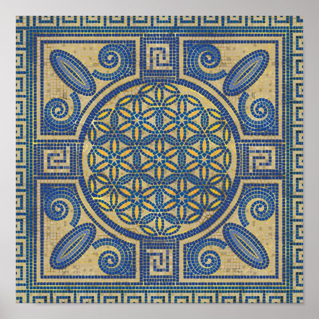 Poster Fleur de vie Carrelage mosaïque Ornement N1 (Devant)