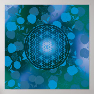 Poster fleur de vie, chakra,zen,géométrie sacrée,