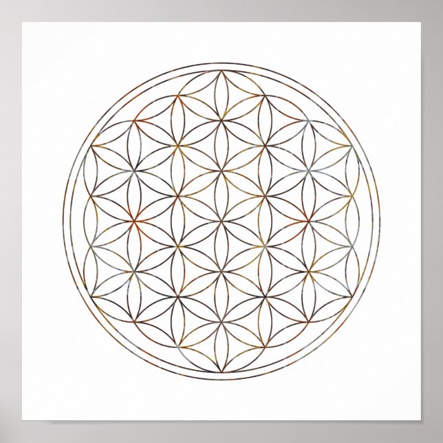 Poster Fleur De Vie De Géométrie Sacrée (V-Elements) (Devant)