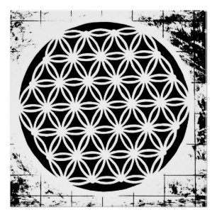 Poster Fleur de Vie Grunge