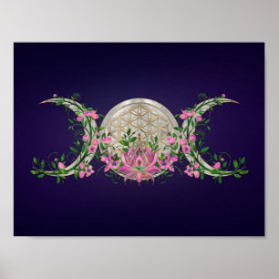 Poster Fleur de vie Triple Lune Lotus