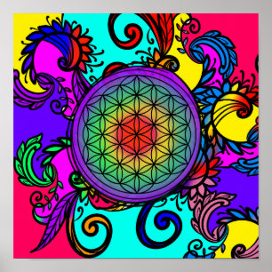 Poster Fleur de vie zen Chakra