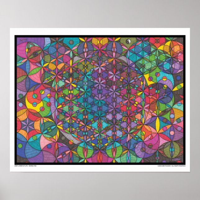 Poster Fleur de vie zen - Yeux divins Imprimer (Devant)