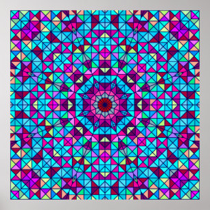 Poster Fleur décorative numérique colorée Abstraite. Géan