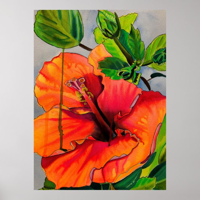 Poster Fleur d'Hibiscus du néon tropical (Devant)