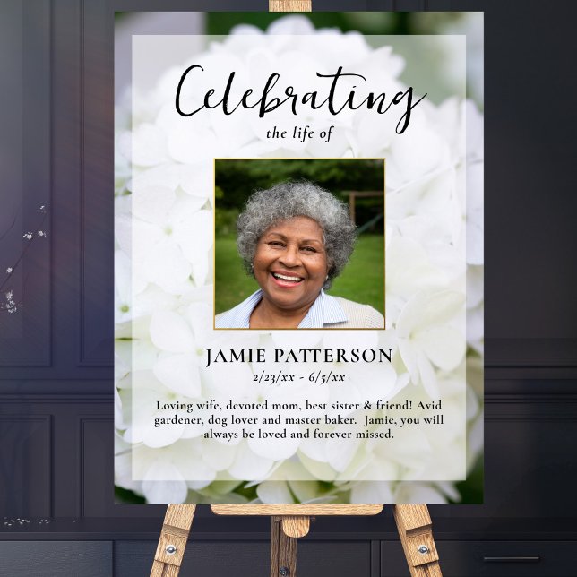 Poster Fleur d'hortensia Célébration de la vie Photo Funé (Créateur téléchargé)