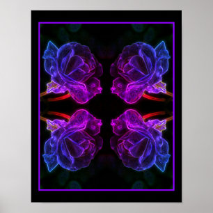 Poster Fleur d'Imaginaire Rose couleur Abstraite