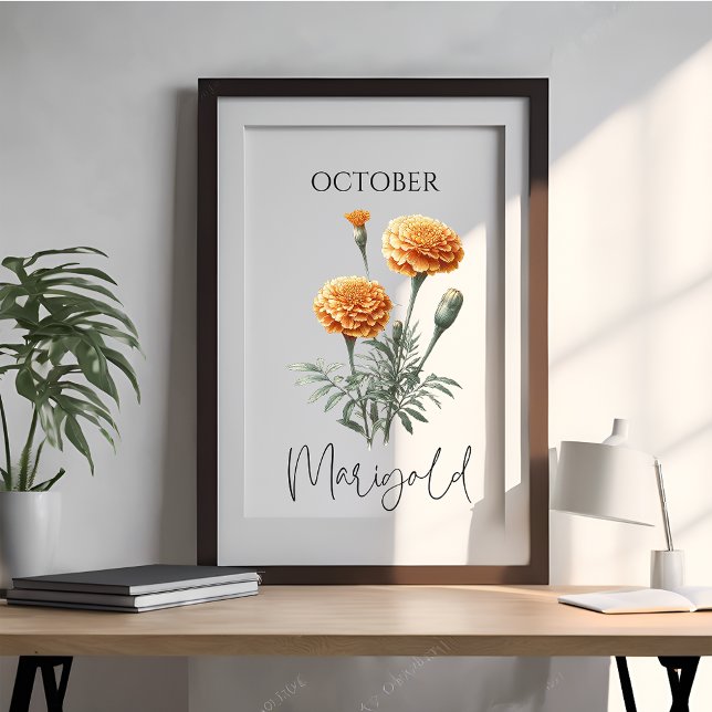 Poster Fleur d'orange du mois de naissance d'octobre (Créateur téléchargé)
