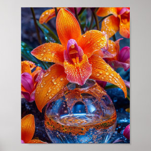 Poster Fleur d'orchidée orange