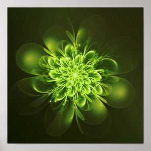 Poster Fleur éclatante Fractée Vert