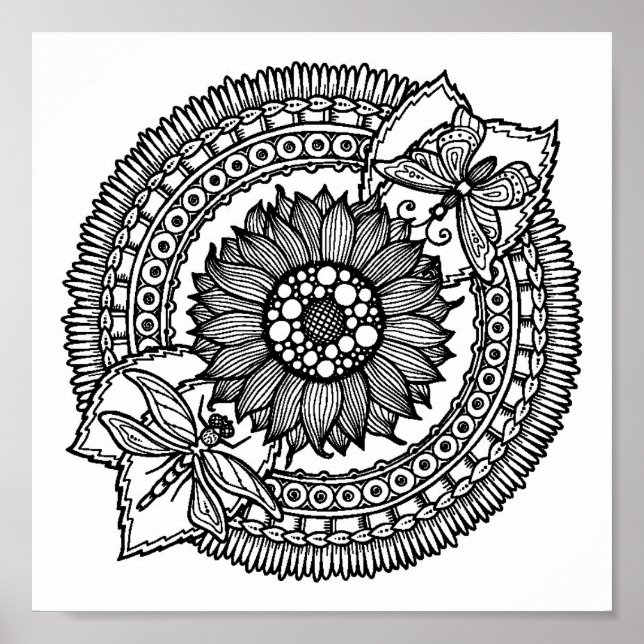 Poster Fleur En Mandala 2 (Devant)