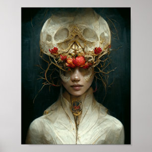 Poster Fleur et os 3 Surreal Gothic Imaginaire Art