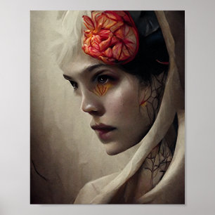 Poster Fleur et os 4 Surreal Gothic Imaginaire Art
