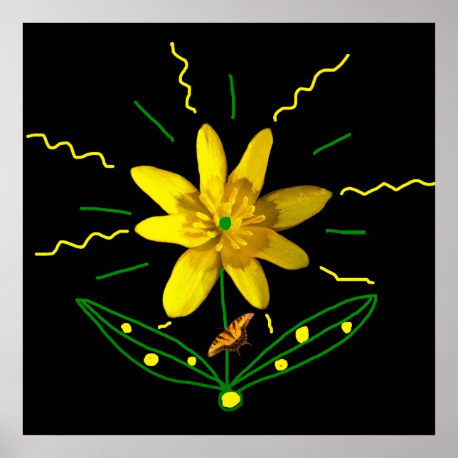 Poster Fleur et Papillon (Devant)