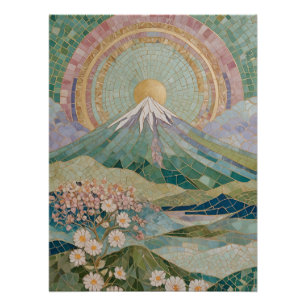 Poster Fleur éthérée : Volcan Mosaïque Pastel au Printemp