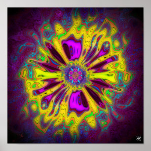 Poster Fleur étoilée en floraison v2 motif pareidolia