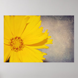 Poster Fleur faite sur commande de jaune d'impression de