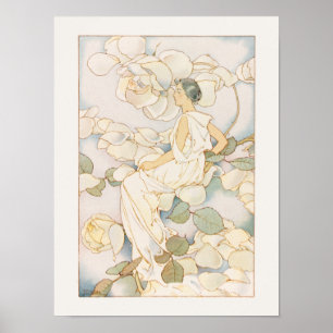 Poster Fleur Fée aux Roses Jaunes