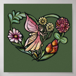 Poster Fleur Fée Jardin Fées