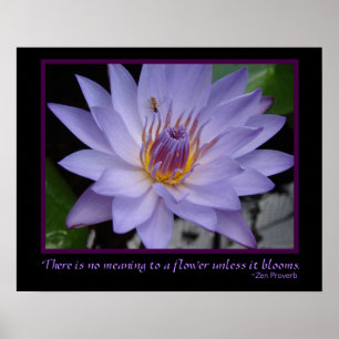 Poster Fleur fleurs Zen Proverbe Purple Eau Lily & Abeill