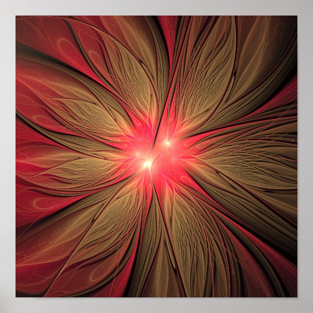 Poster Fleur fractale de fansy rouge (Devant)