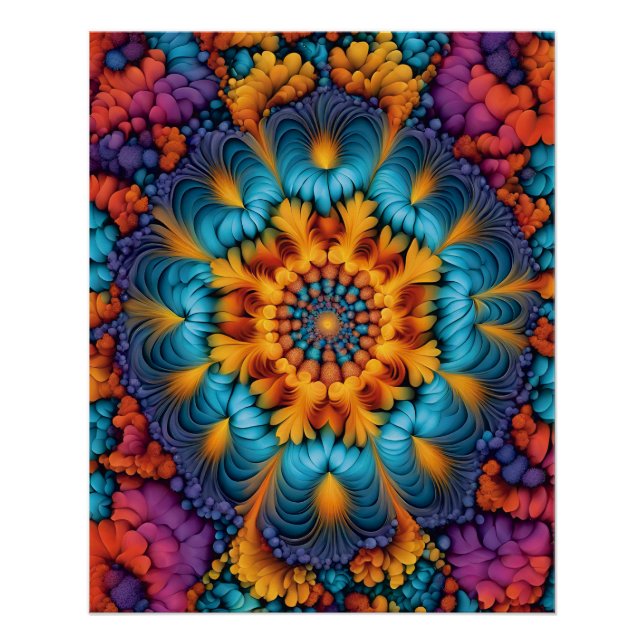Poster Fleur fractale vive (Devant)