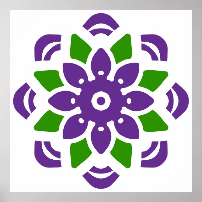 Poster Fleur Geo Mandala Abstraite (Devant)