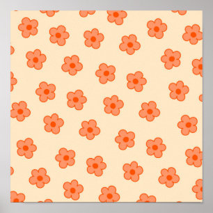 Poster Fleur Hippie Orange Peach Preppie