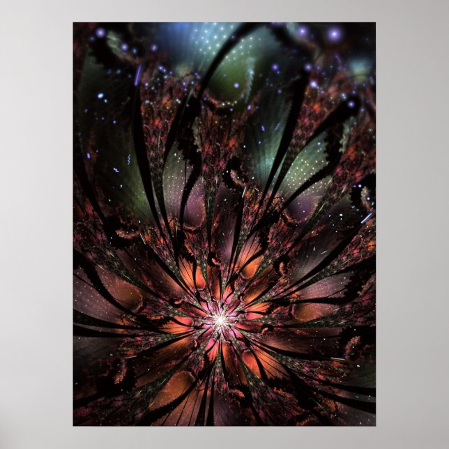 Poster Fleur imaginaire fractale douce et tendresse invit (Devant)
