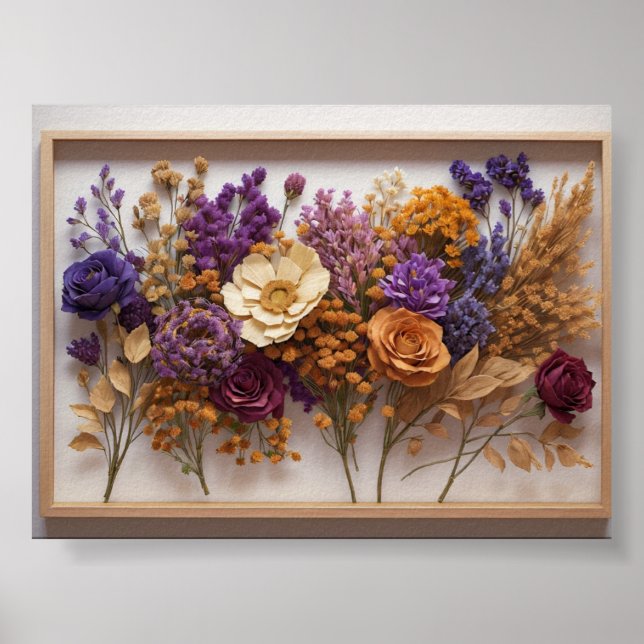 Poster Fleur intemporelle : OEuvre murale séchée (Devant)
