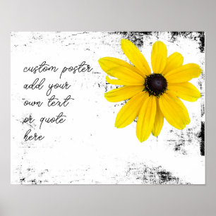 Poster fleur jaune ensoleillé ajouter texte en blanc