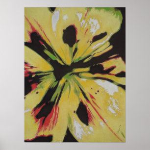 Poster Fleur Lily jaune originale coloré art abstrait