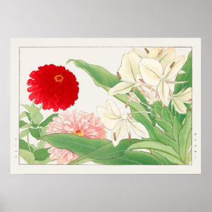 Poster Fleur Lily Zinnia & White Ginger, Tanigami Konan,