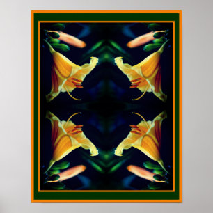 Poster Fleur Lys Jaune intense Abstraite