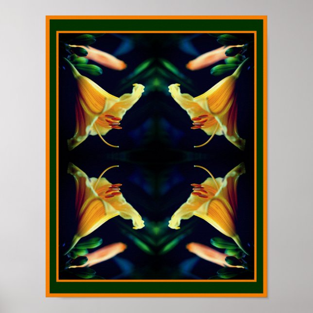Poster Fleur Lys Jaune intense Abstraite (Devant)