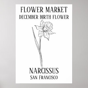 Poster Fleur Marché Fleur de naissance DÉCEMBRE Art Impri