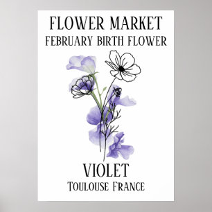 Poster Fleur Marché Fleur de naissance FÉVRIER Art Imprim