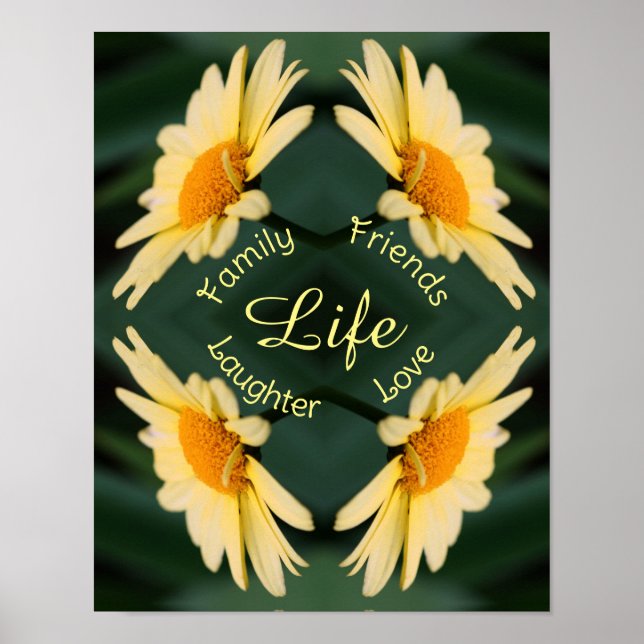 Poster Fleur marguerite de vie Mots Abstraits inspiration (Devant)