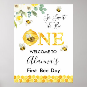 Poster Fleur Miel Abeille Première Abeille Anniversaire B