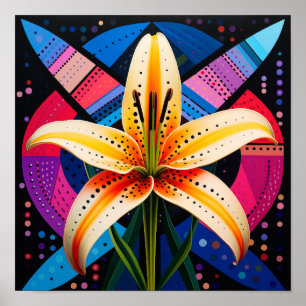 Poster Fleur mignonne en formes Abstraites Lily