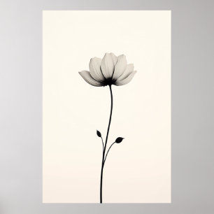 Poster Fleur minimaliste en noir et blanc.