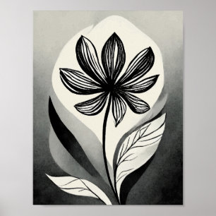 Poster Fleur noire et blanche