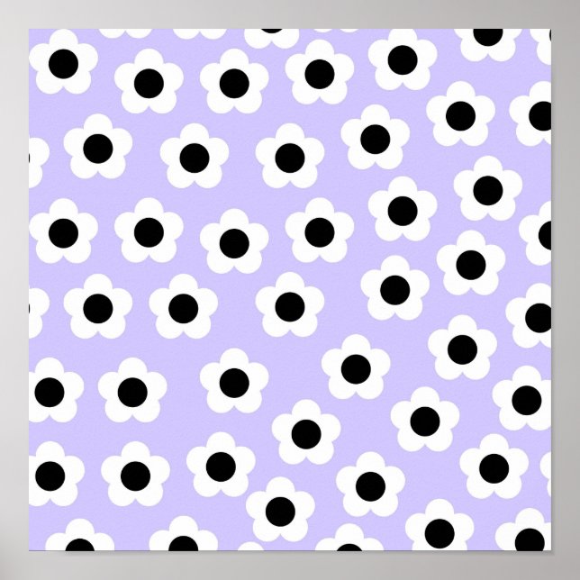 Poster Fleur noire et blanche mignonne avec Arrière - pla (Devant)