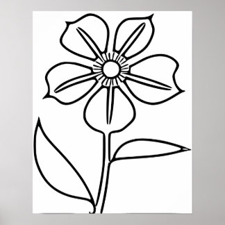 Poster Fleur noire minimaliste
