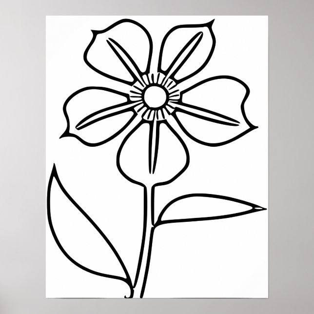 Poster Fleur noire minimaliste (Devant)