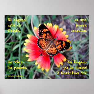 Poster Fleur papillon—2 Corintios 5:17