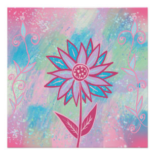 Poster Fleur Pastel à main mignonne