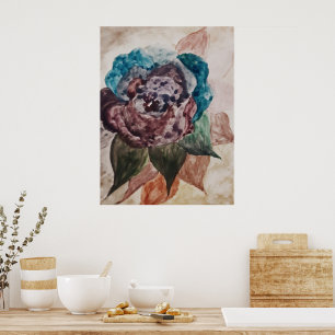 Poster Fleur Princess Pastel Marine Bleu Blush Rose Flora